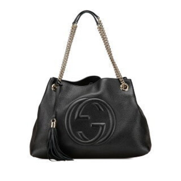 Gucci Soho Chain Shoulder Bag Black Leather - Picture 1 of 8